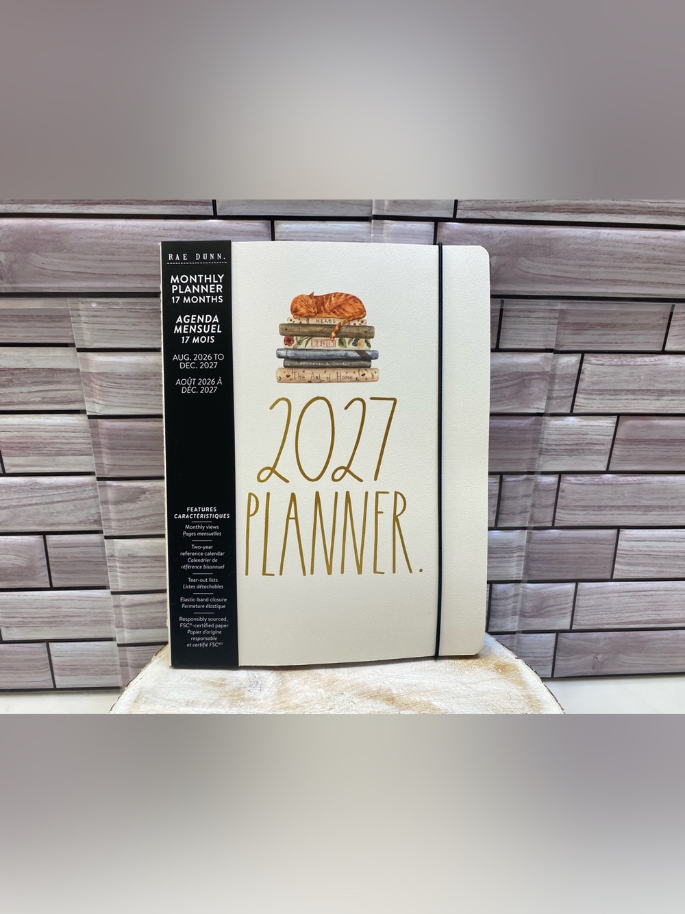 Rae Dunn ❤️2027 Monthly Planner 17-month  Cat & Books 9.5x7.5” NWT**